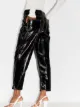 Tibi cropped patent-effect trousers
