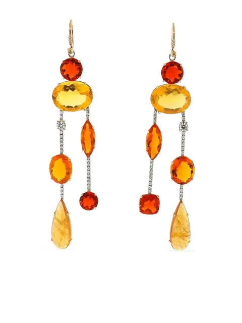 Irene Neuwirth 14kt Rotgold-Hängeohrringe mit Diamant