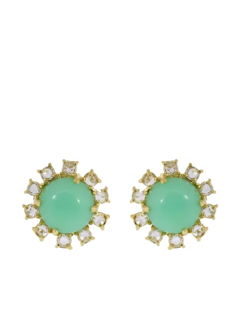 Irene Neuwirth 18kt yellow gold mint chrysoprase and diamond stud earrings