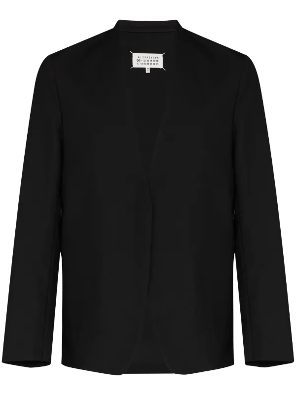 collarless single-breasted blazer