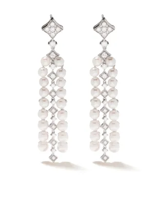 Argento Orecchini Petal in oro bianco 18kt con perle e diamanti Farfetch Donna Accessori Gioielli Orecchini 