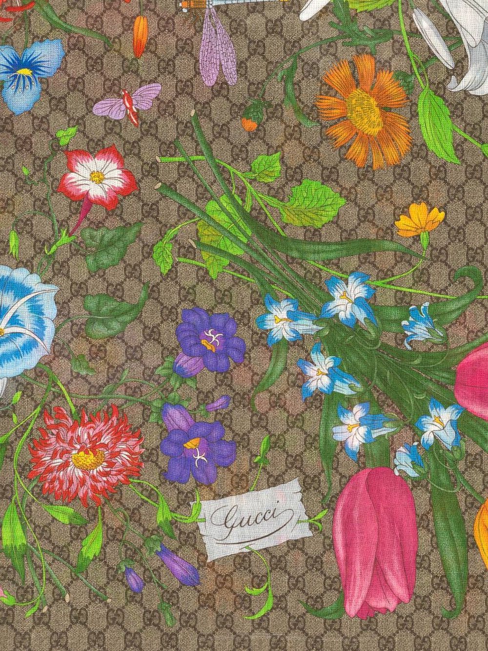 фото Gucci платок с цветочным принтом и узором gg