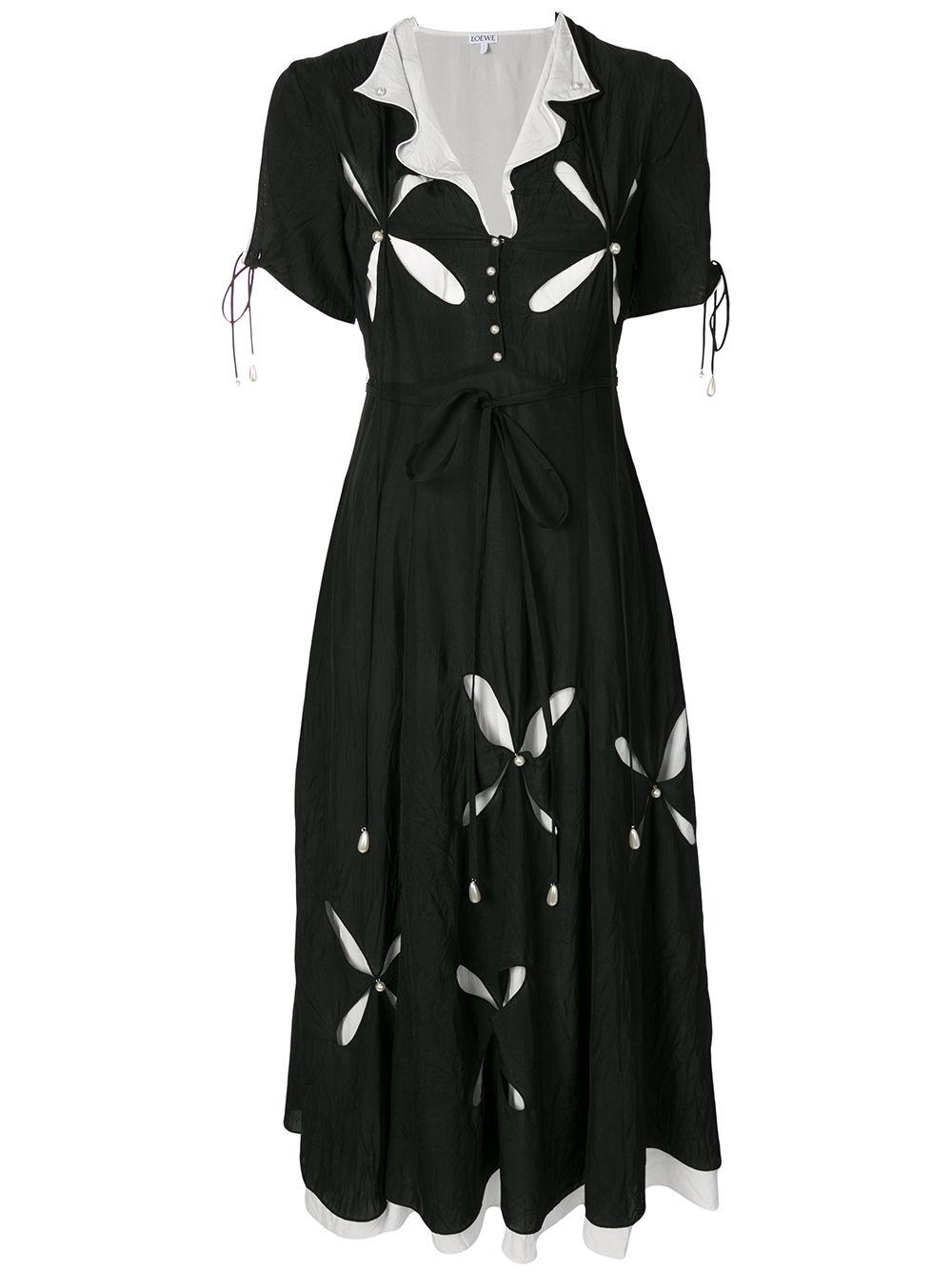 фото Loewe платье с вырезами и искусственным жемчугом