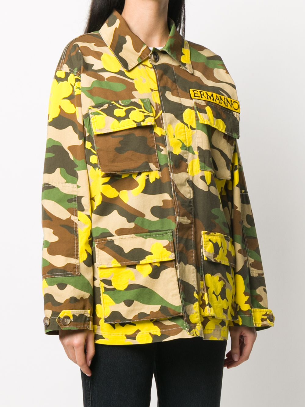 фото Ermanno ermanno куртка в стиле милитари с камуфляжным принтом