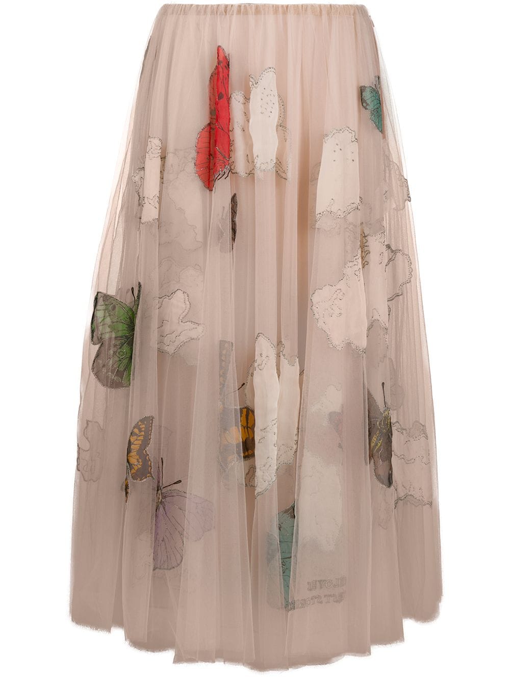 фото Valentino юбка миди из тюля с вышивкой бисером