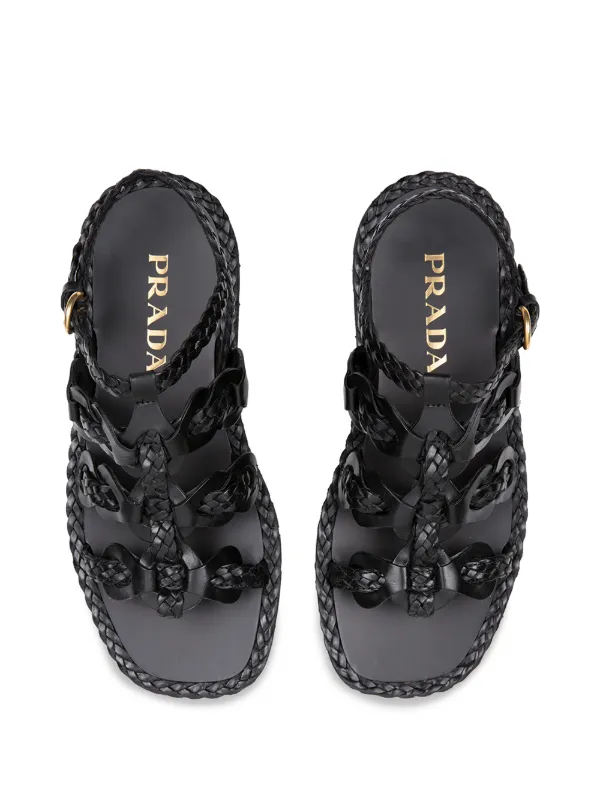woven flat sandals prada