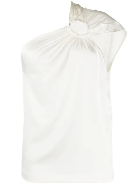 Materiel one-shoulder hoop blouse