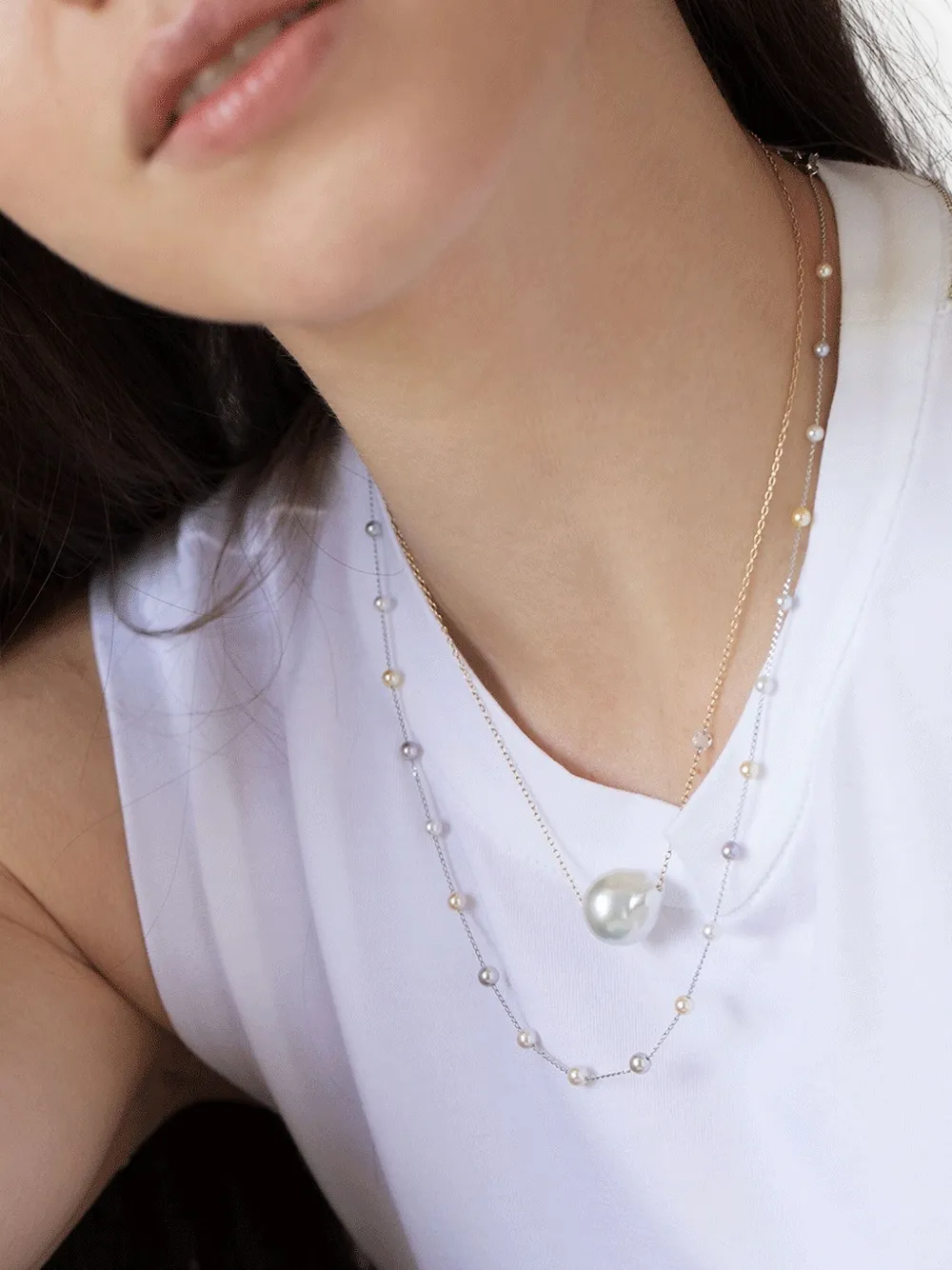 Baggins 18K white gold Floating diamonds necklace | Image 2