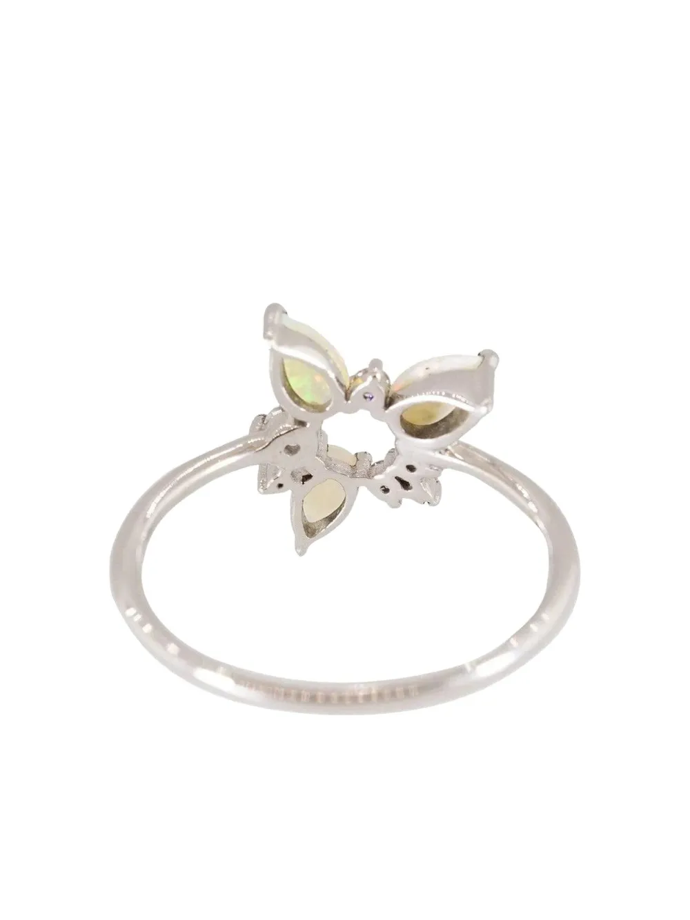 Fernando Jorge 18k White Gold Electric Spark Opal And Diamond Ring In Silver