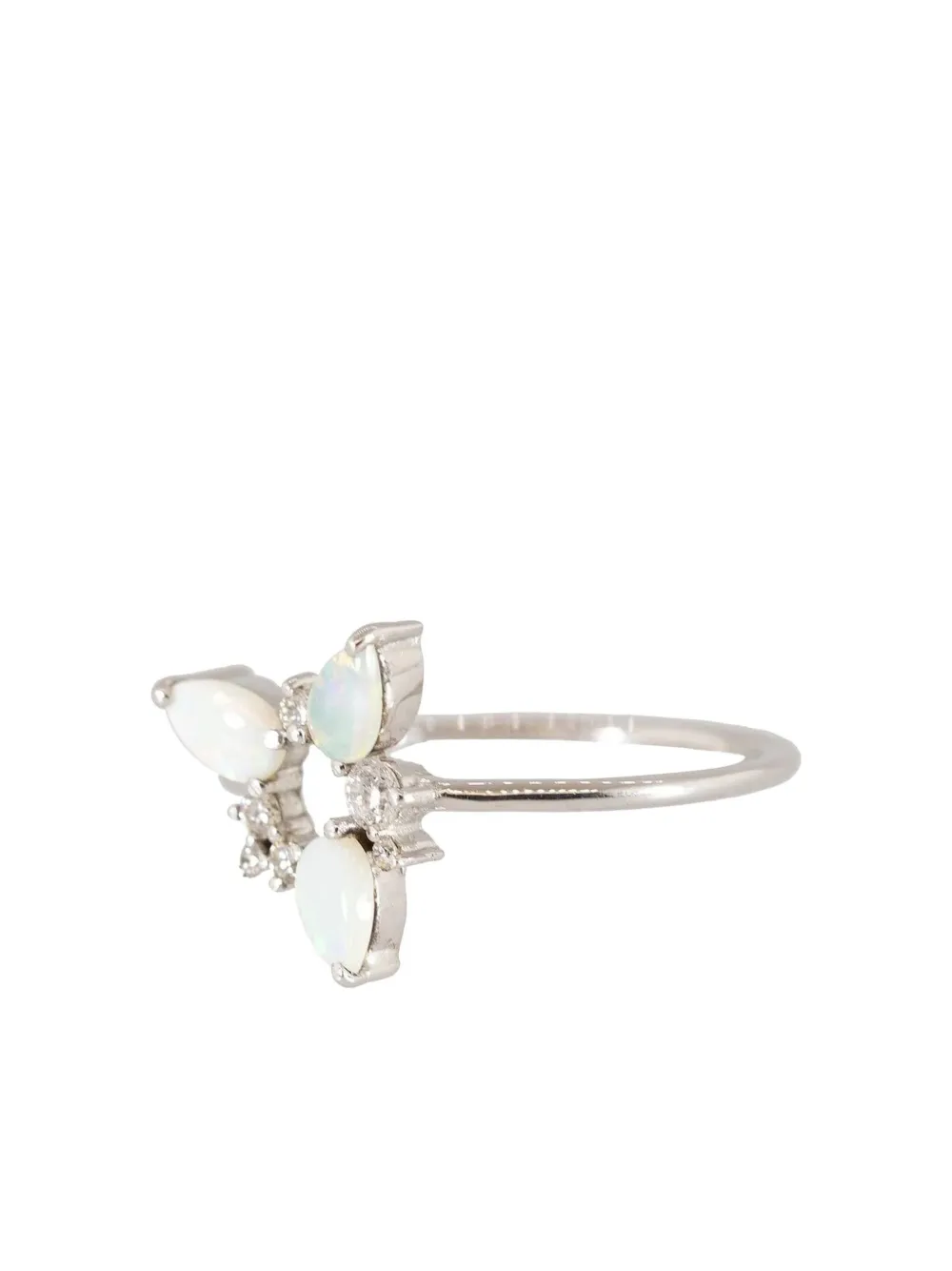 Fernando Jorge 18k White Gold Electric Spark Opal And Diamond Ring In Silver