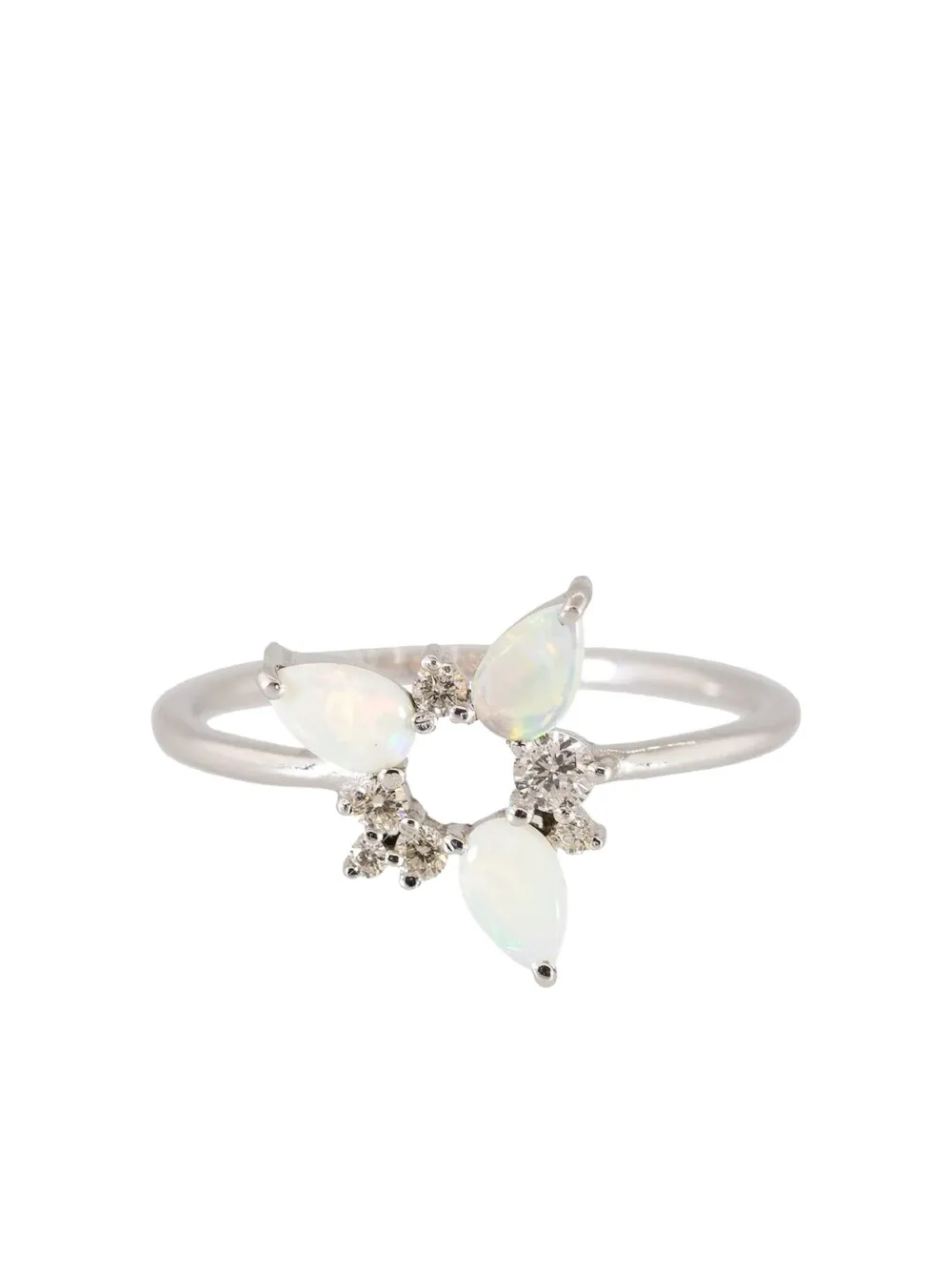 Fernando Jorge 18k White Gold Electric Spark Opal And Diamond Ring In Silver