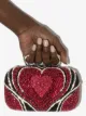 Alexander McQueen crystal-embellished heart clutch bag
