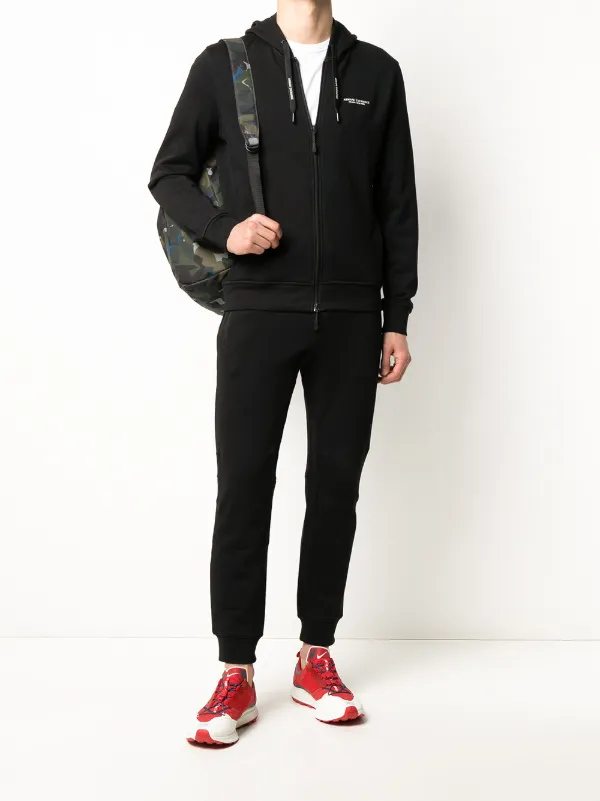 Armani Exchange logo-print zip-front Hoodie | Black | FARFETCH