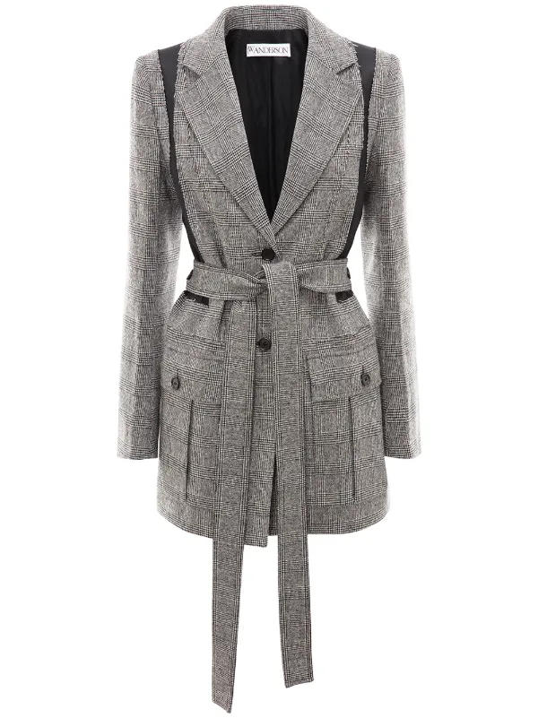 JW Anderson Belted Patchwork Jacket in Grey