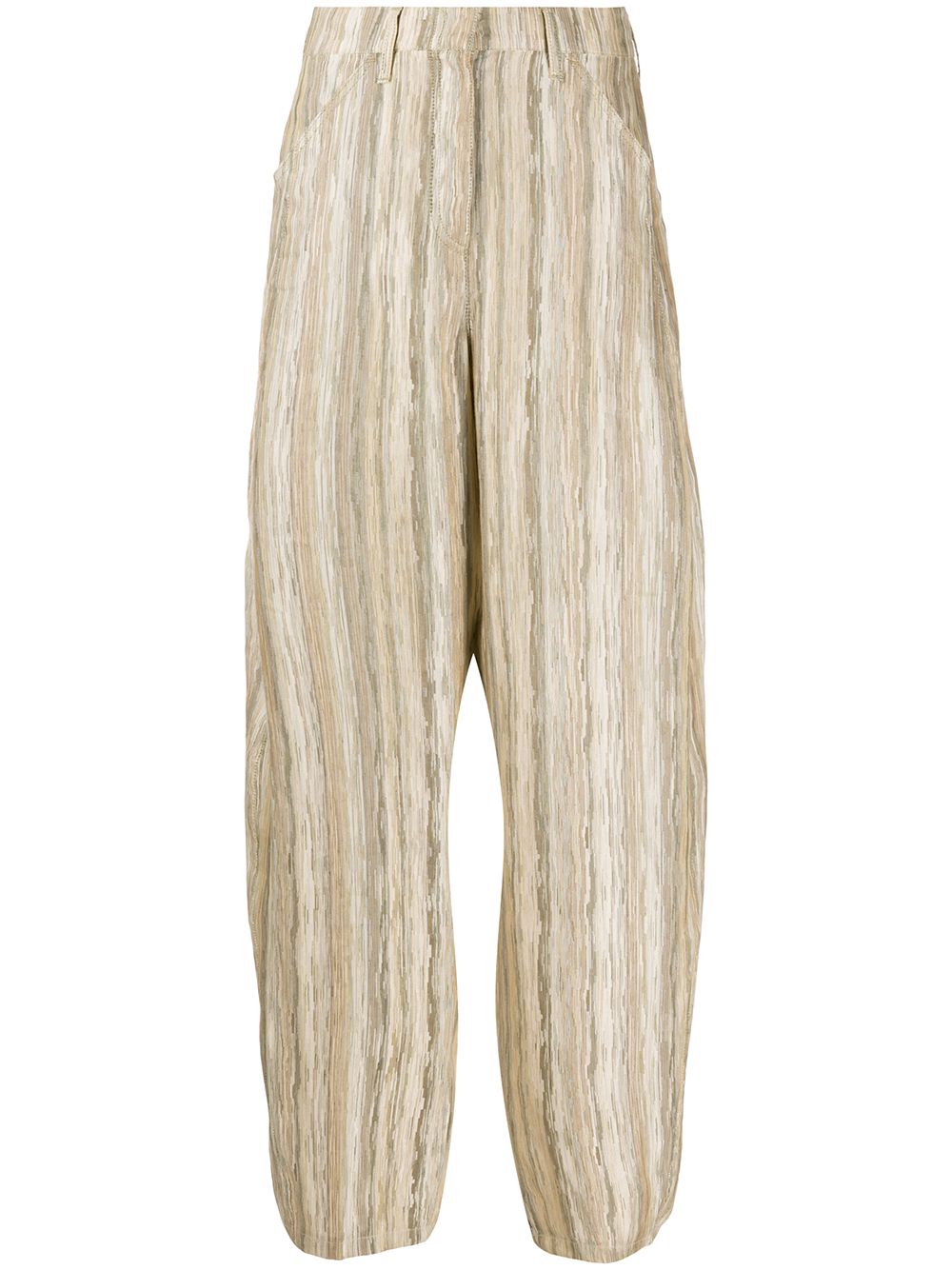 фото Giorgio armani pre-owned blurried-stripe loose-fit trousers