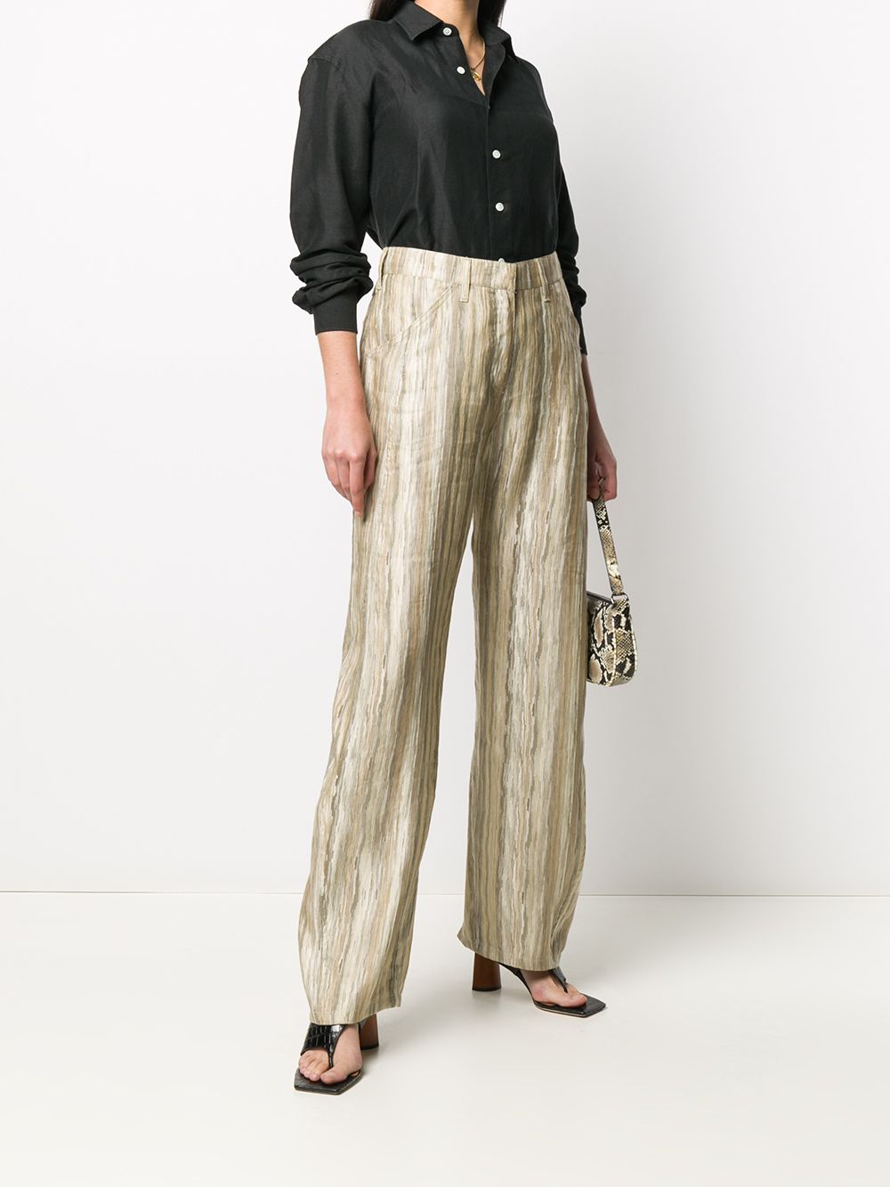 фото Giorgio armani pre-owned blurried-stripe loose-fit trousers