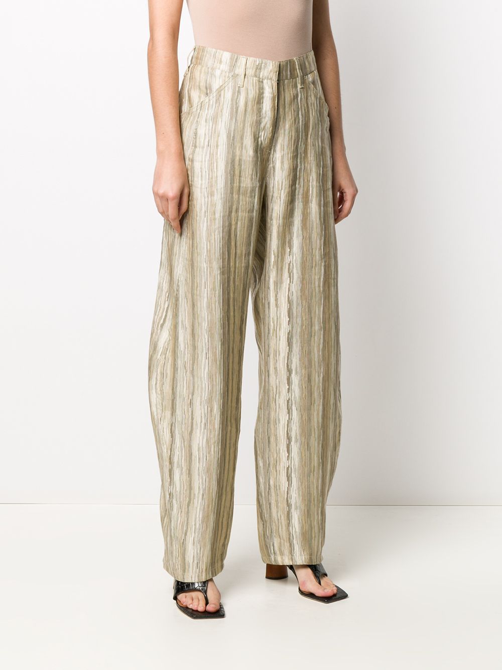 фото Giorgio armani pre-owned blurried-stripe loose-fit trousers