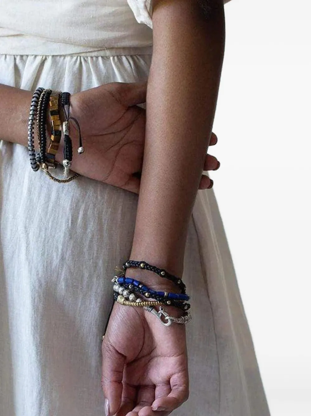 John Varvatos Beaded Skull Bracelet In Blue