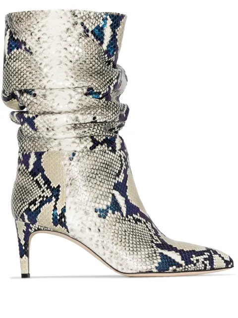 Paris Texas Ankle boot de couro com estampa pele de píton e salto 60mm