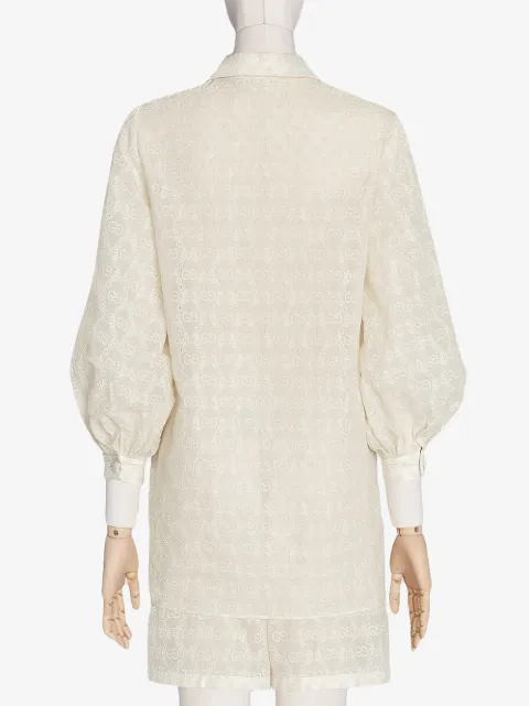 Gucci white GG embroidered cotton shirt for women | 627302ZAERJ at Gucci white GG embroidered cotton shirt for women | 627302ZAERJ at