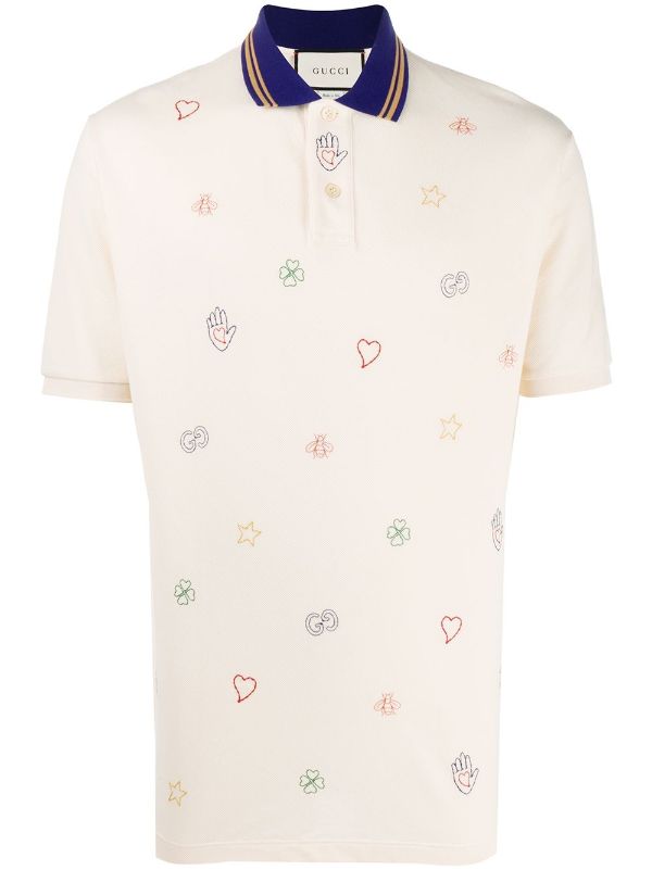 gucci embroidered polo shirt