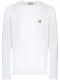 Maison Kitsuné long sleeve fox patch T-shirt - White