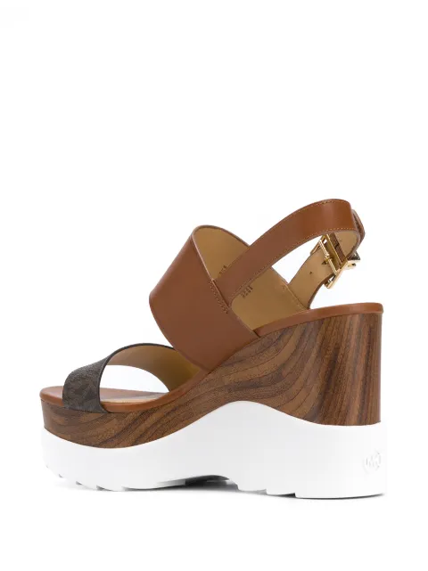 Michael Michael Kors brown Rhett logo band wedge sandals for women | 40S0RHMS6L230 at Farfetch.com