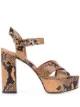 Image 1 of Paris Texas snakeskin-effect 130mm block-heel sandals