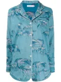 Desmond & Dempsey leaf print short pyjama shirt - Blue
