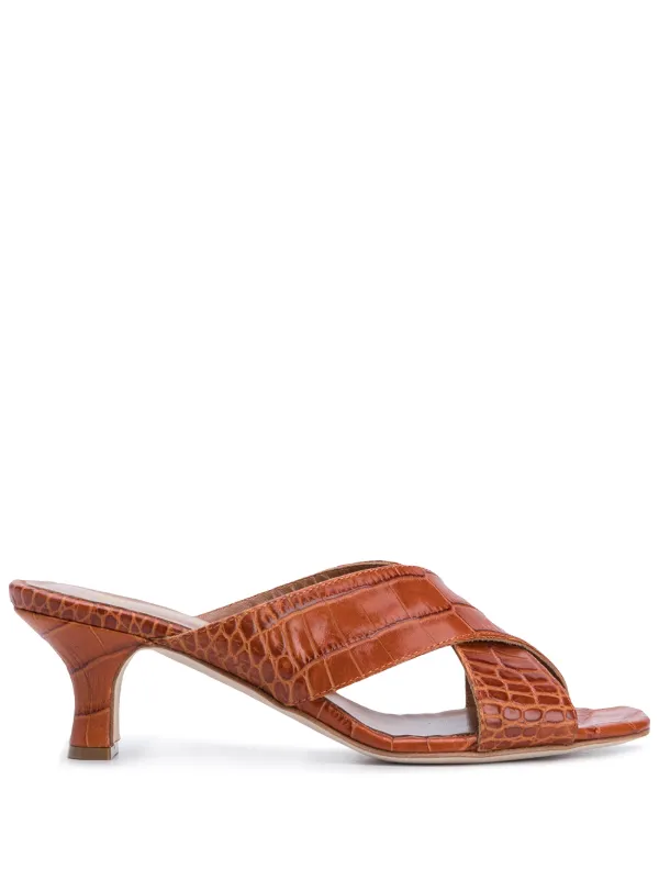 brown croc mules