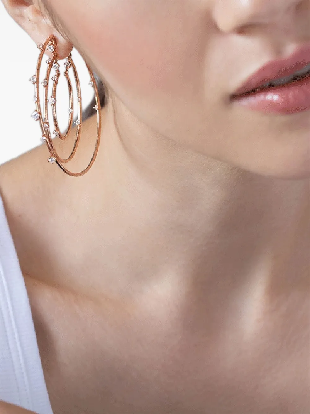 Mattia Cielo aretes en oro rosa de 18kt con diamante | Image 2