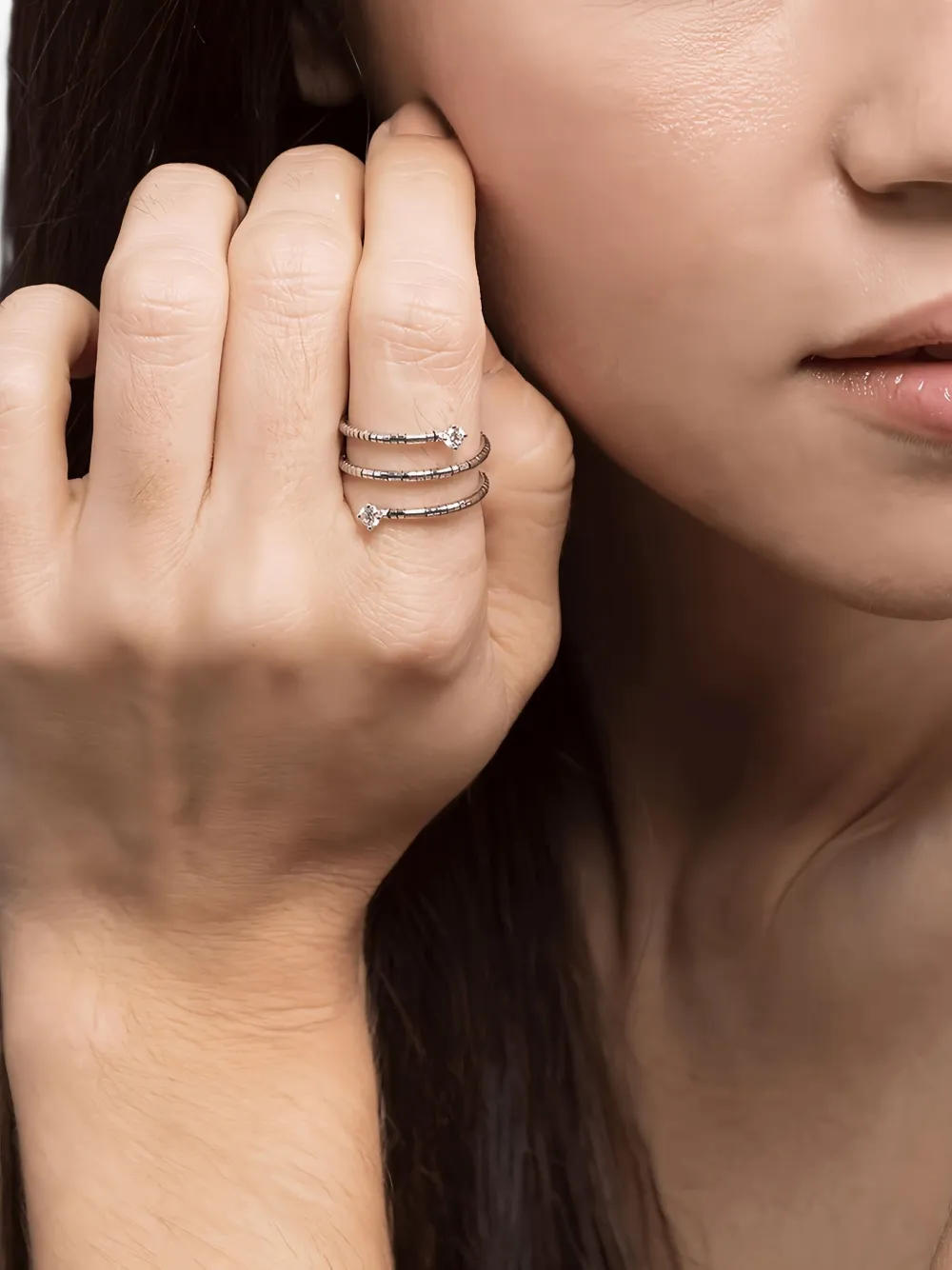 Mattia Cielo 18k White Gold Diamond Ring In Silver