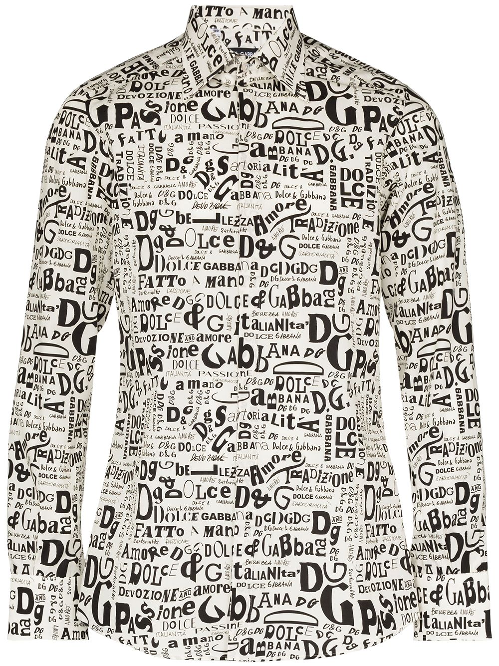 Shop Dolce & Gabbana Logo-print Long-sleeve Shirt In White