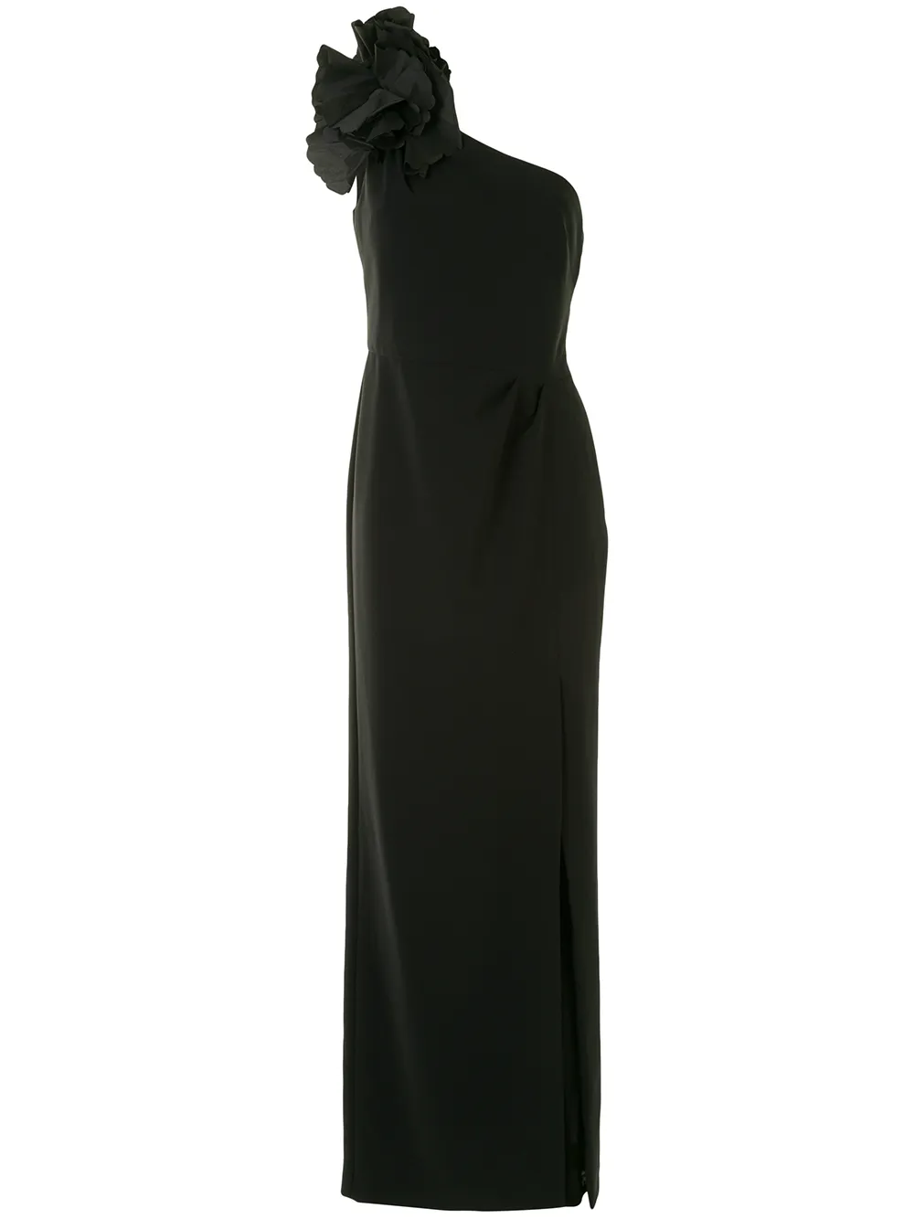 

Marchesa Notte floral appliqué one-shoulder dress - Black