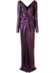 Image 1 of Marchesa Notte metallic ruched V-neck dress