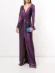 Image 2 of Marchesa Notte metallic ruched V-neck dress