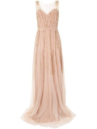 Marchesa Notte Sequin Sleeveless Tulle Gown - Farfetch