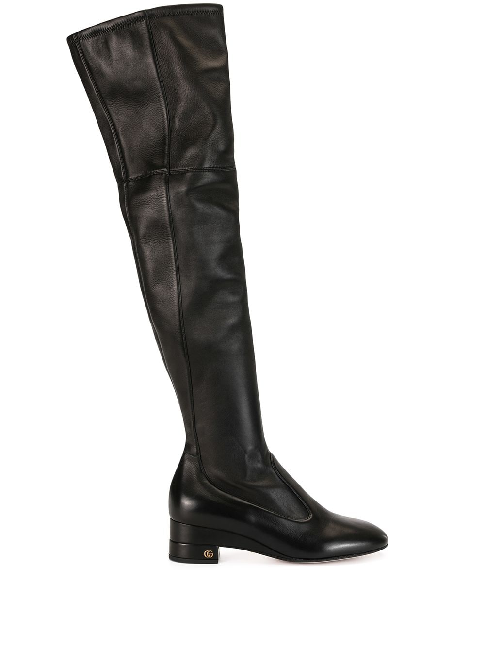 Gucci Thigh-high Block Heel Boots In Black | ModeSens