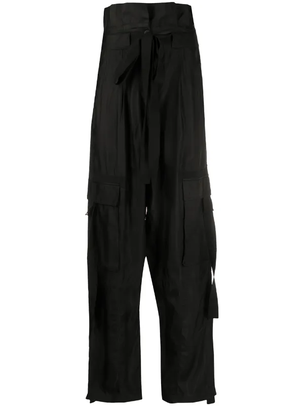 high waisted black paperbag trousers