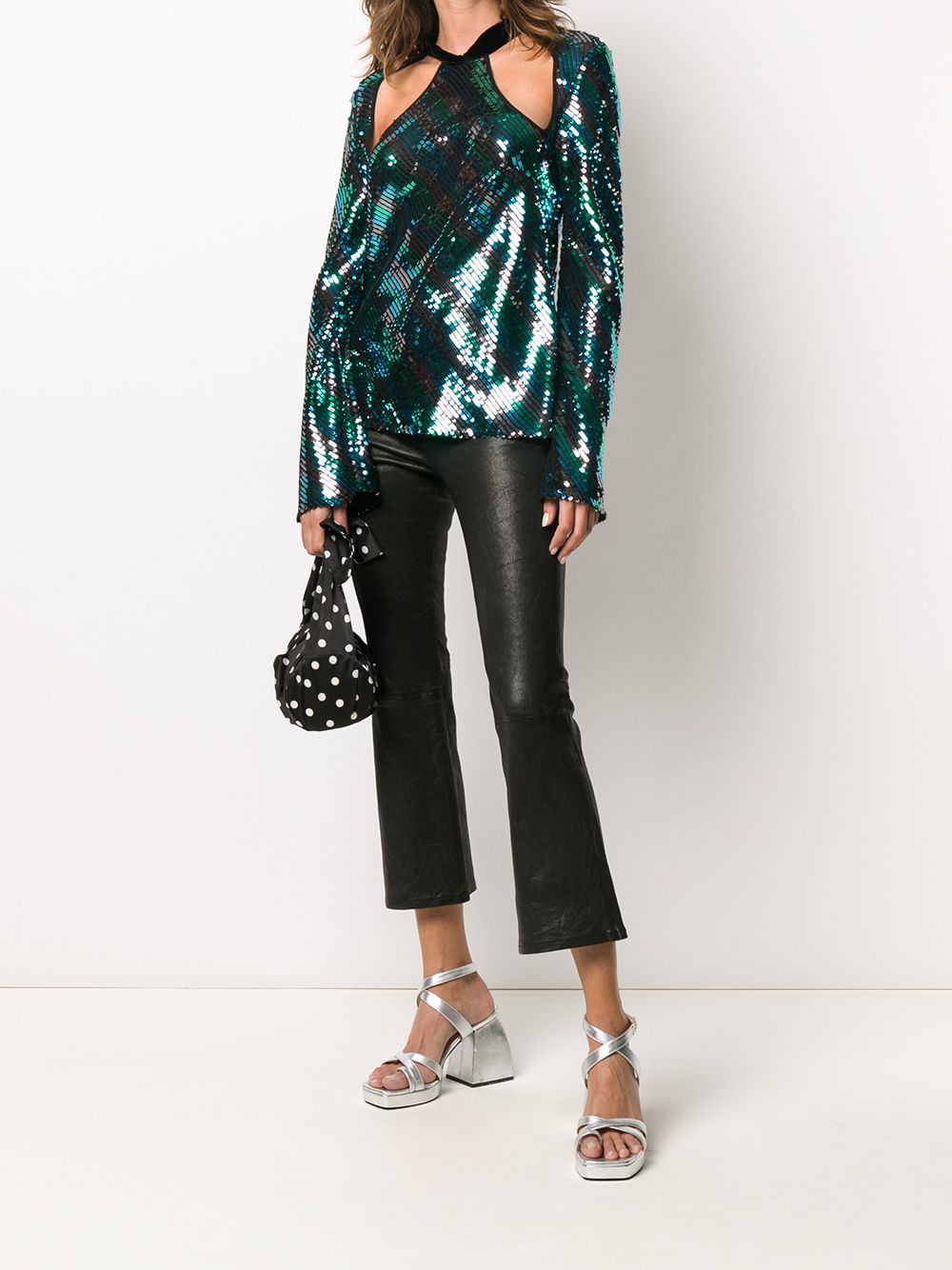 фото Rixo sequined diagonal-stripe blouse