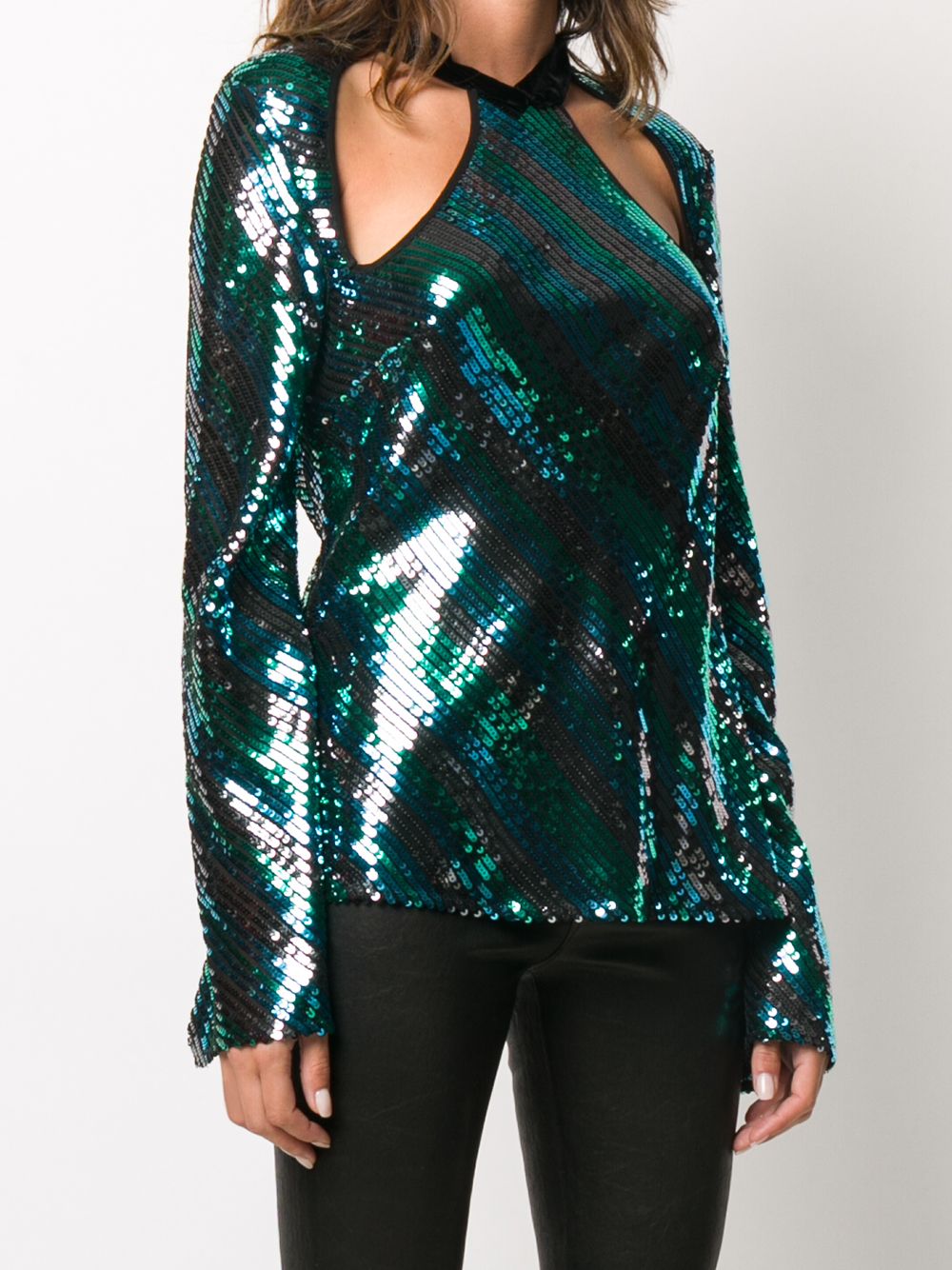 фото Rixo sequined diagonal-stripe blouse