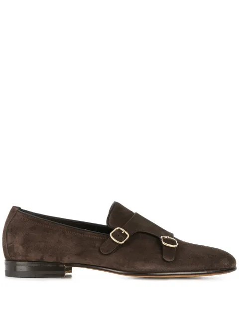 Click to view more detailed imagery on our partner's website Santoni Brown Suede Monk-strap Shoes