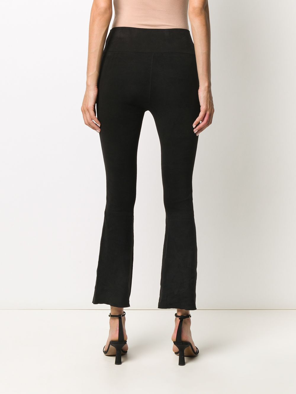 Shop Sprwmn High-waist Cropped Flared Trousers In Black