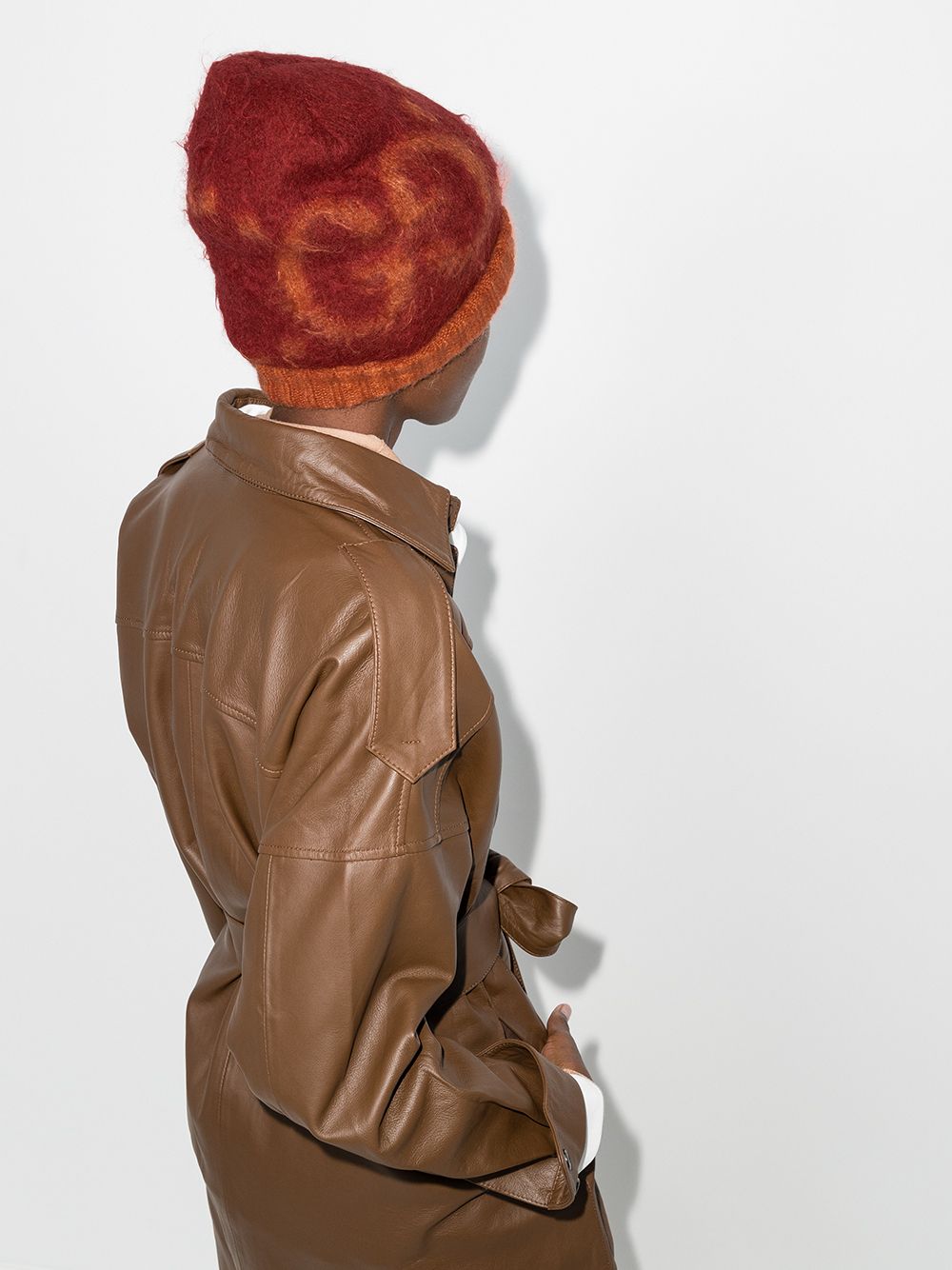 фото Gucci шапка бини вязки интарсия с логотипом gg