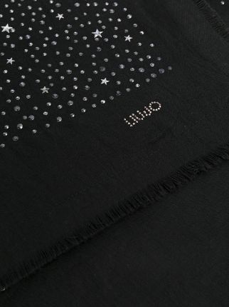 stud-embellished frayed scarf展示图