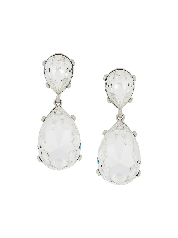Kenneth Jay Lane Crystal Teardrop Earrings Silver FARFETCH IN