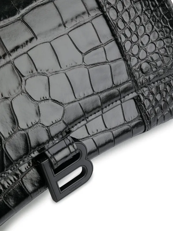 Balenciaga Hourglass crocodile-embossed top-handle Bag | Black