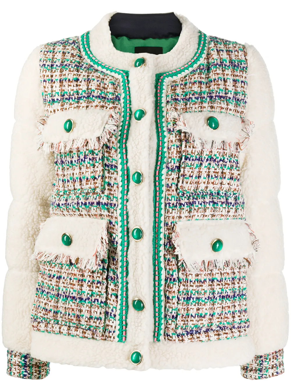Sjyp Panel Tweed Jacket In White