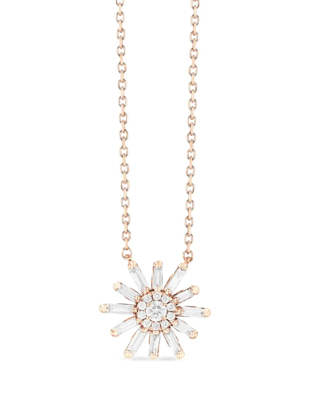 18k Rose Gold Flower Diamond Necklace