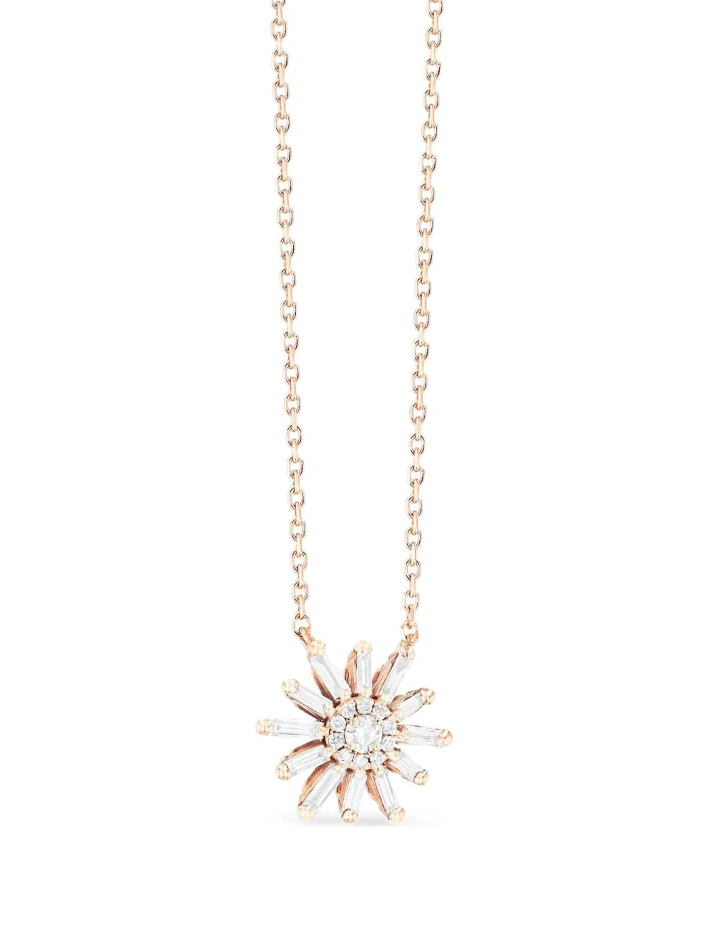 18k Rose Gold Flower Diamond Necklace